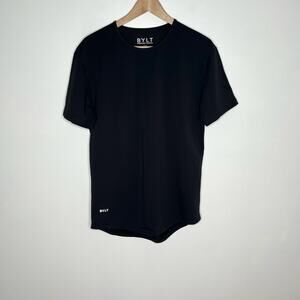 BYLT Premium Basics Lux Short Sleeve Top Mens Medium Black Crew Neck Workout